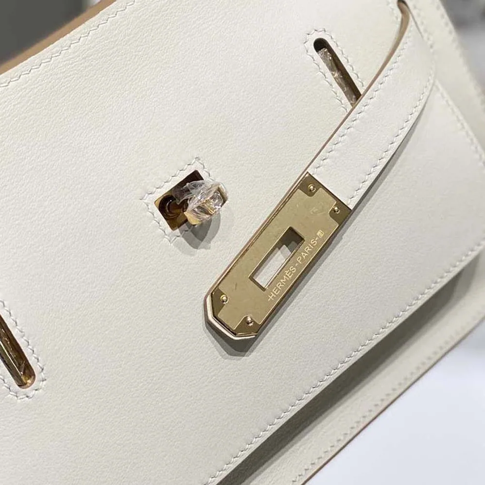 Hermes Jyspiere in Evercolor Leather for Women in White/Gold Hermes Jyspiere in Evercolor Leather for Women in White/Gold