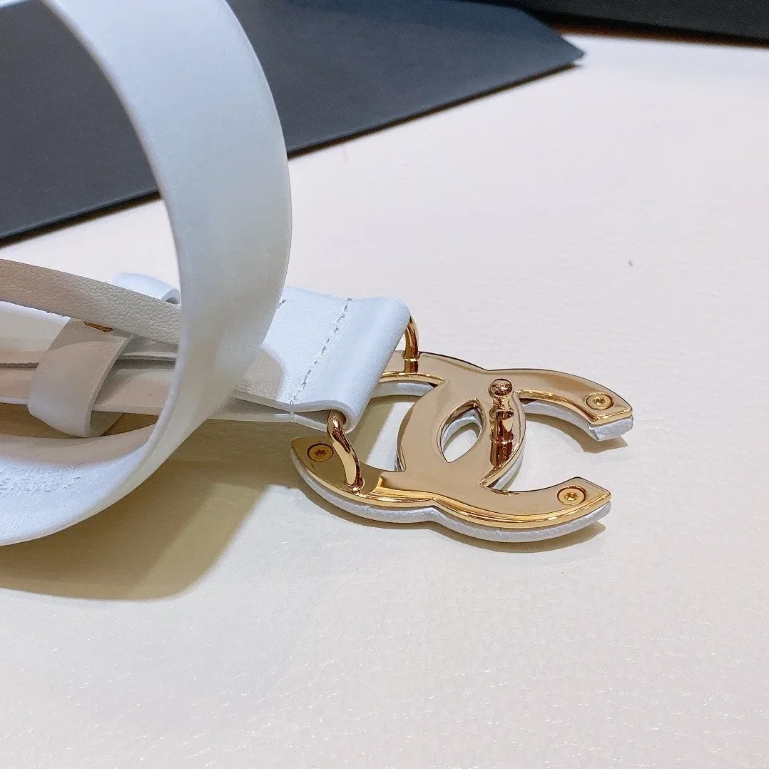 Chanel Belt With Double C Buckle White White in Toned Hardware Women
