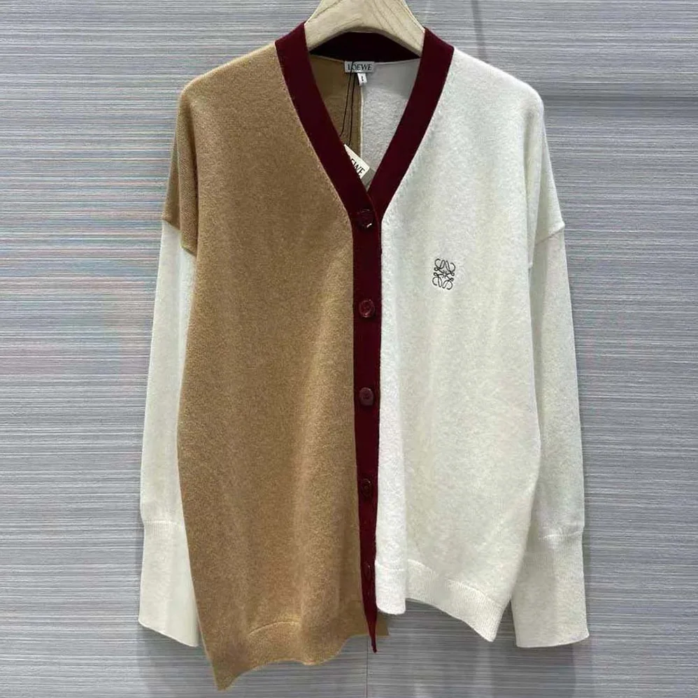Loewe Anagram Asymmetric Cardigan in Wool for Women