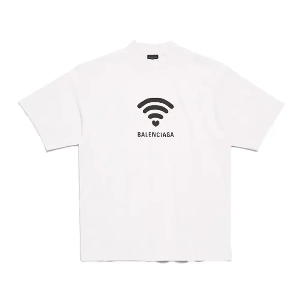 Balenciaga Lo_ve T-Shirt Medium Fit in off White and Black Vintage Jersey for Men Balenciaga Lo_ve T-Shirt Medium Fit in off White and Black Vintage Jersey for Men