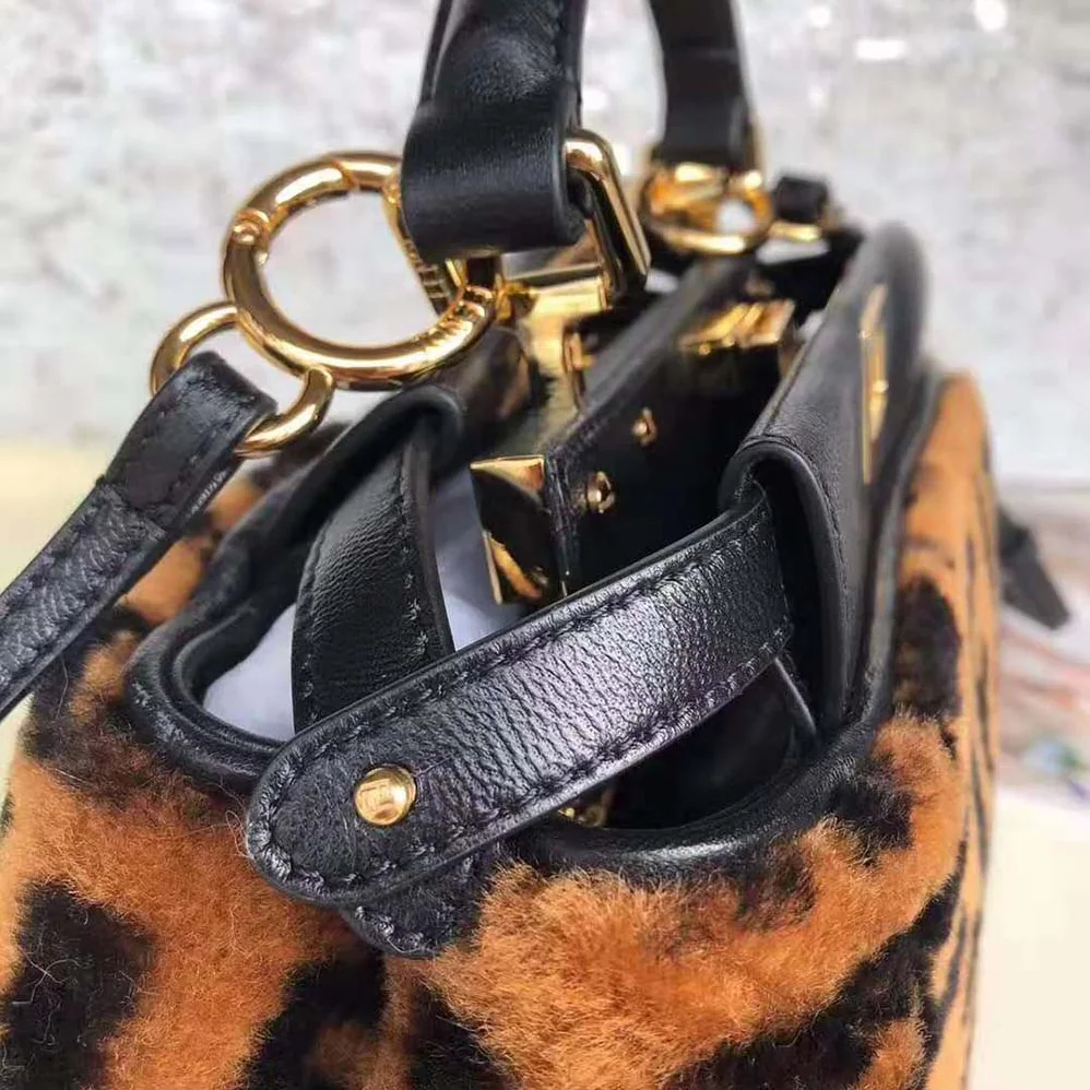 Fendi Peekaboo Iconic Mini Brown Sheepskin Bag for Women
