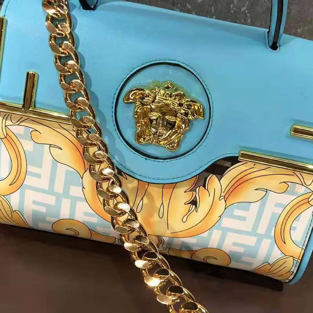 Fendi Fendace La Medusa Medium Handbag for Women in Blue