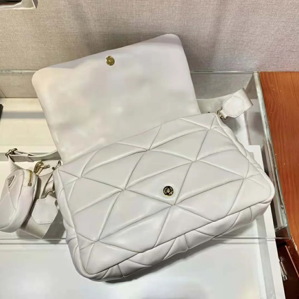 Prada System Nappa Leather Patchwork Bag for Women in White Prada System Nappa Leather Patchwork Bag for Women in White