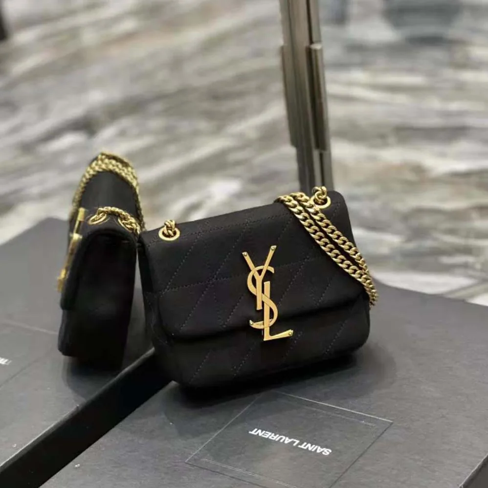 Saint Laurent YSL Jamie Mini Chain Bag Carré Rive Gauche in Jersey for Women Saint Laurent YSL Jamie Mini Chain Bag Carré Rive Gauche in Jersey for Women