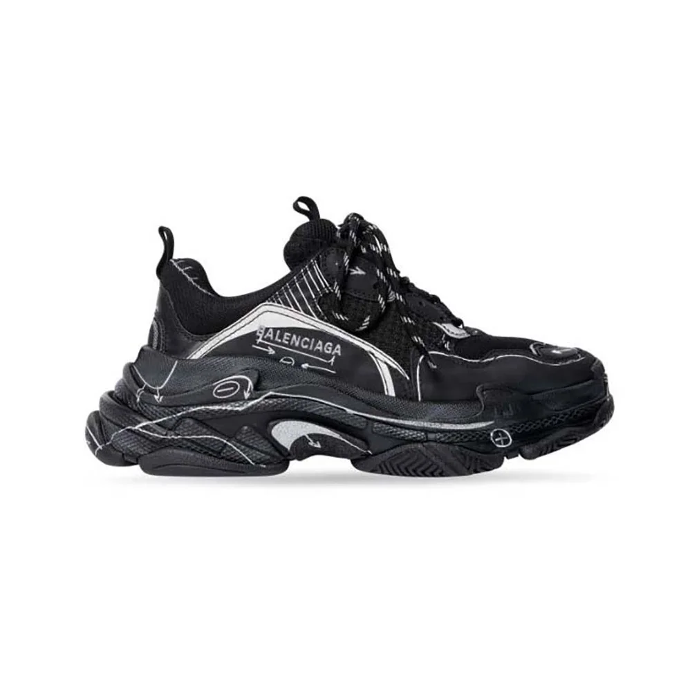 Balenciaga Triple S Sketch Sneaker in Black and White Double Foam and Mesh for Unisex Balenciaga Triple S Sketch Sneaker in Black and White Double Foam and Mesh for Unisex