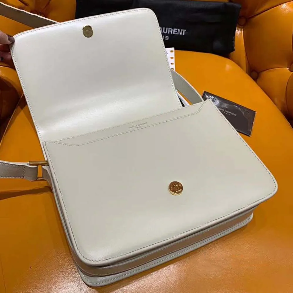 Saint Laurent YSL Le 61 Medium Saddle Bag Smooth for Women in White