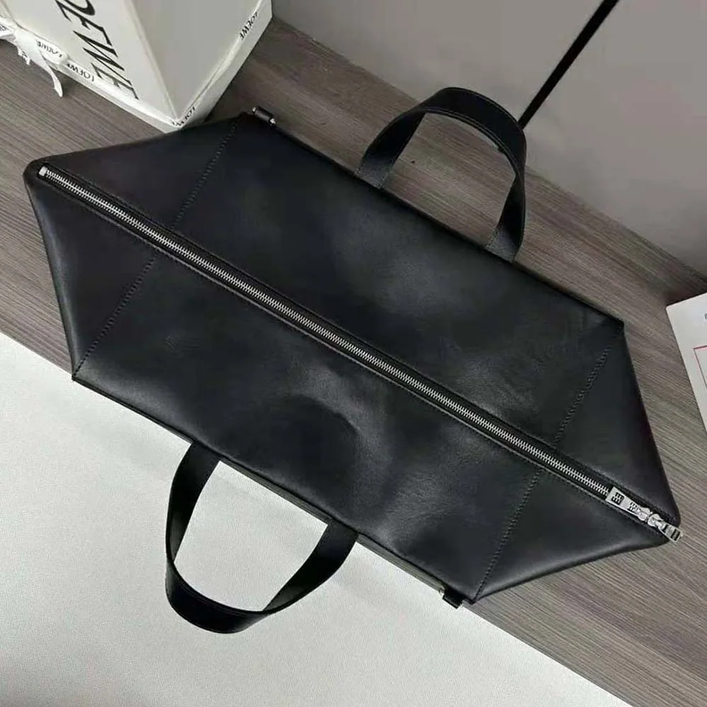 Loewe XL Puzzle Fold Tote in Shiny Calfskin for Men in Black