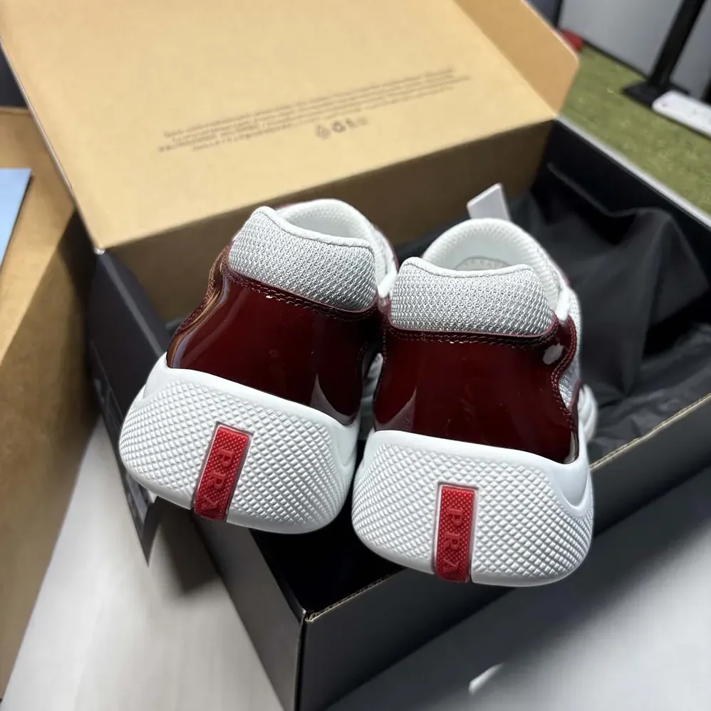 Prada Patent Leather And Technical Fabric Prada America'S Cup Sneakers for Unisex in Burgundy Prada Patent Leather And Technical Fabric Prada America'S Cup Sneakers for Unisex in Burgundy