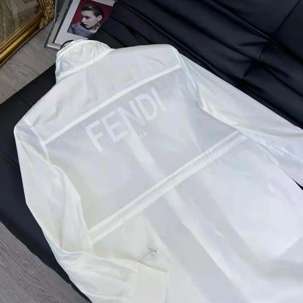 Fendi High Collar Shirt White Cotton Dress for Women