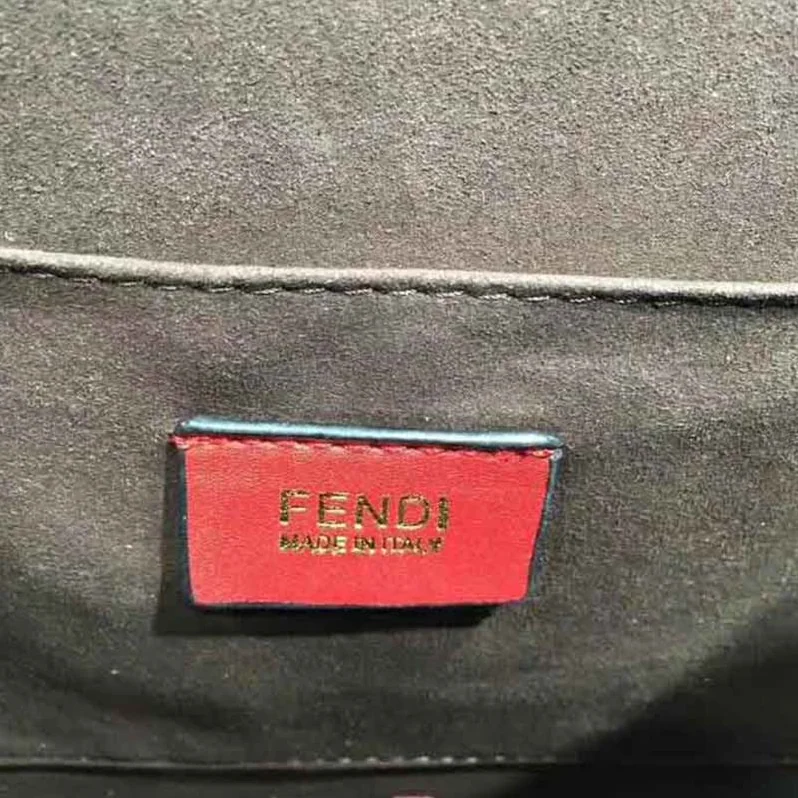 Fendi KAN I F Top Flap Leather Bag with Strap in Red