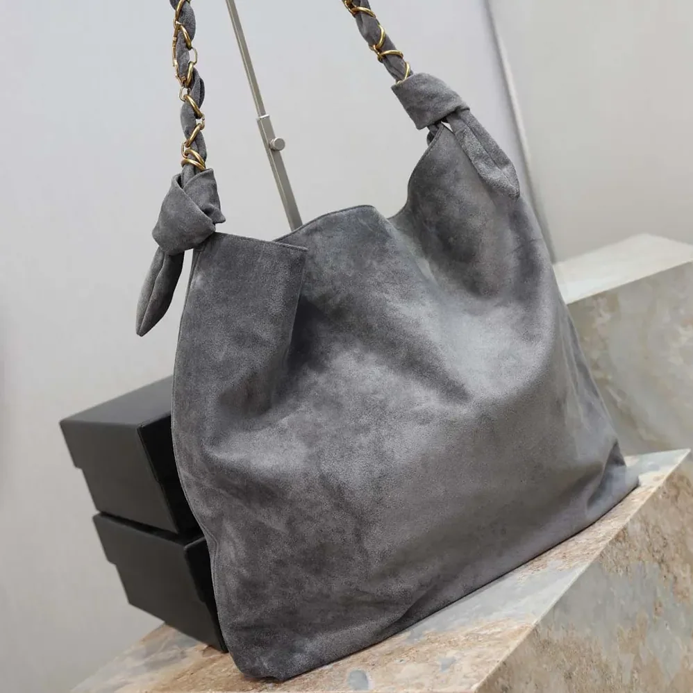 Saint Laurent YSL Amalia In Suede for Women in Gray Saint Laurent YSL Amalia In Suede for Women in Gray
