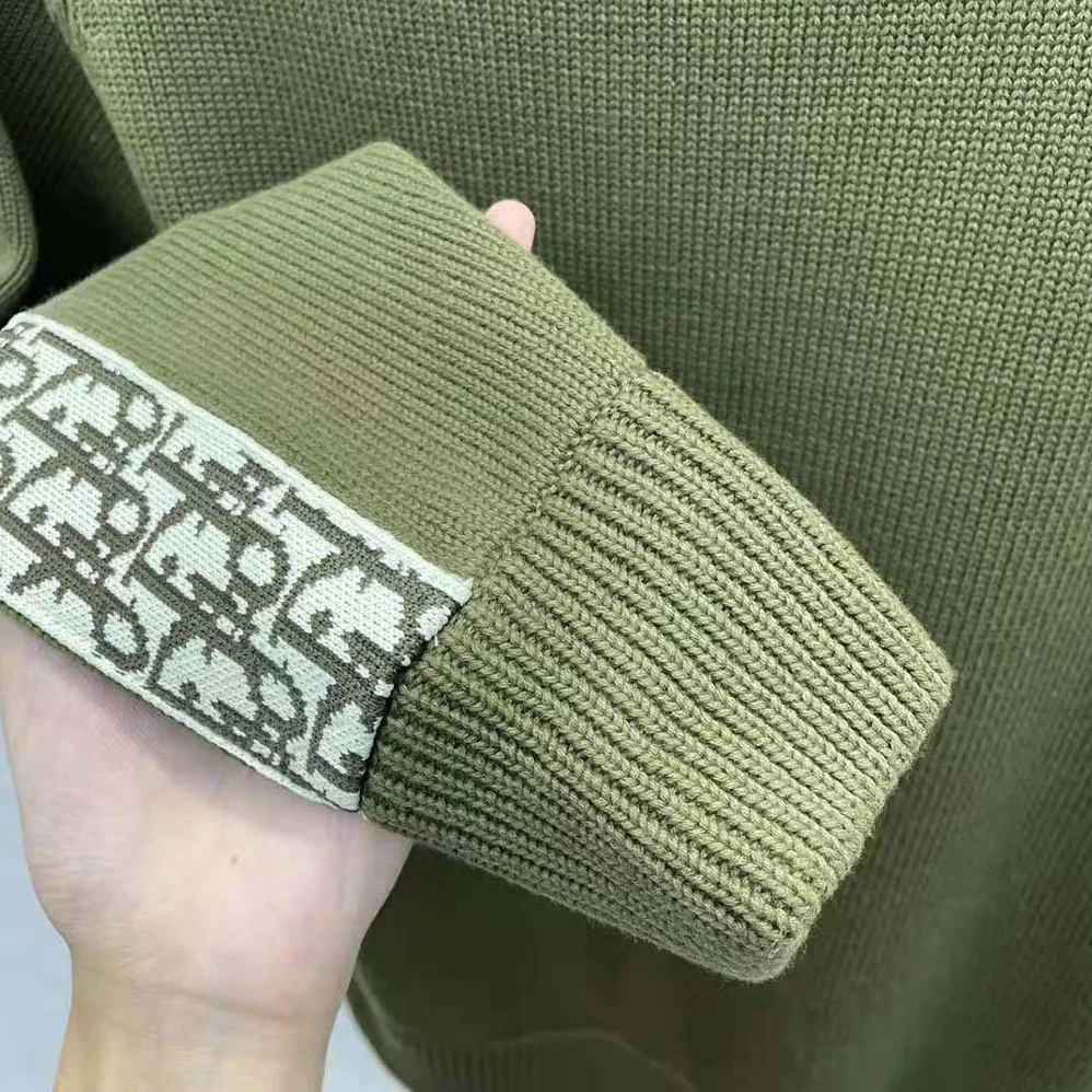 Dior Sweater with Dior Oblique Inserts Khaki Cotton Jersey for Men
