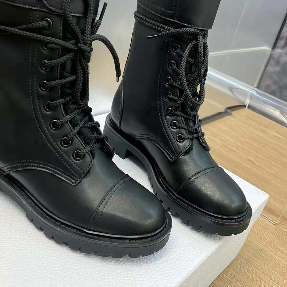 Dior D-trap Ankle Boot Black Calfskin and Shearling for Women