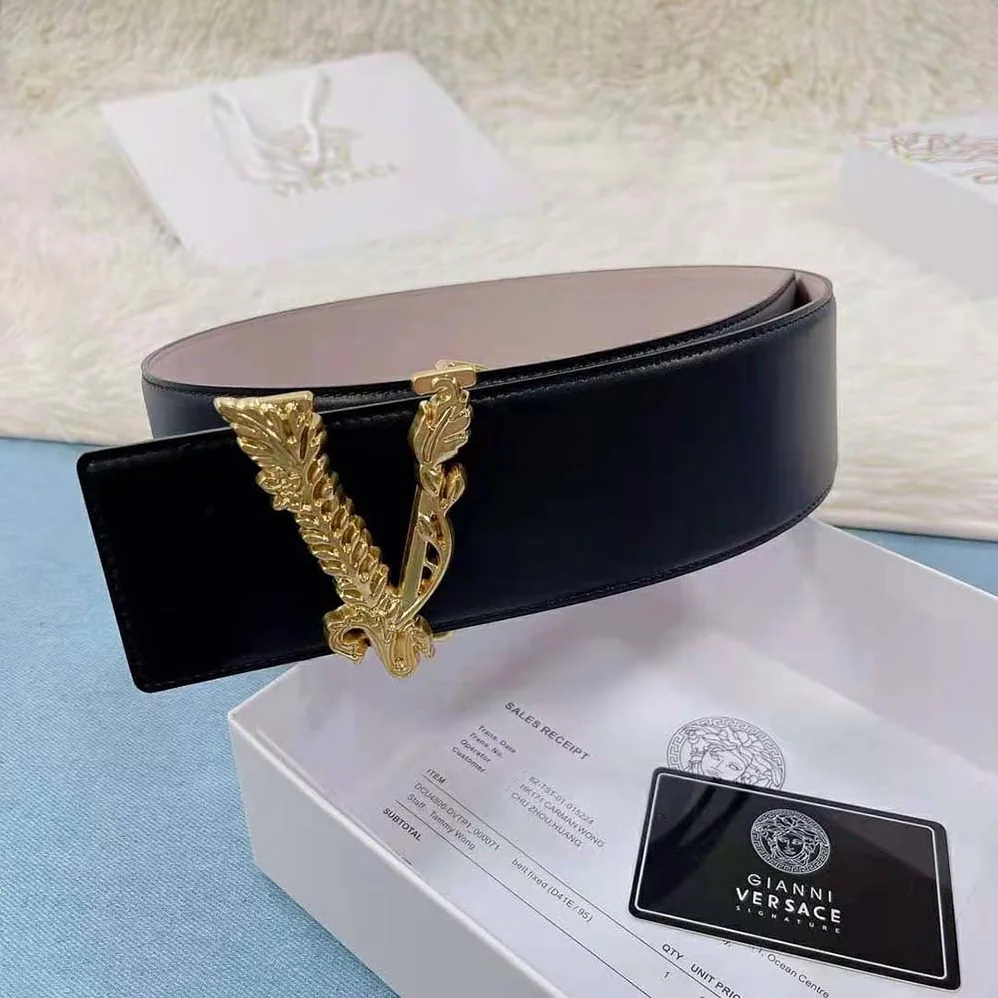 Versace Virtus Waist belt in Calf Leather for Women in Black