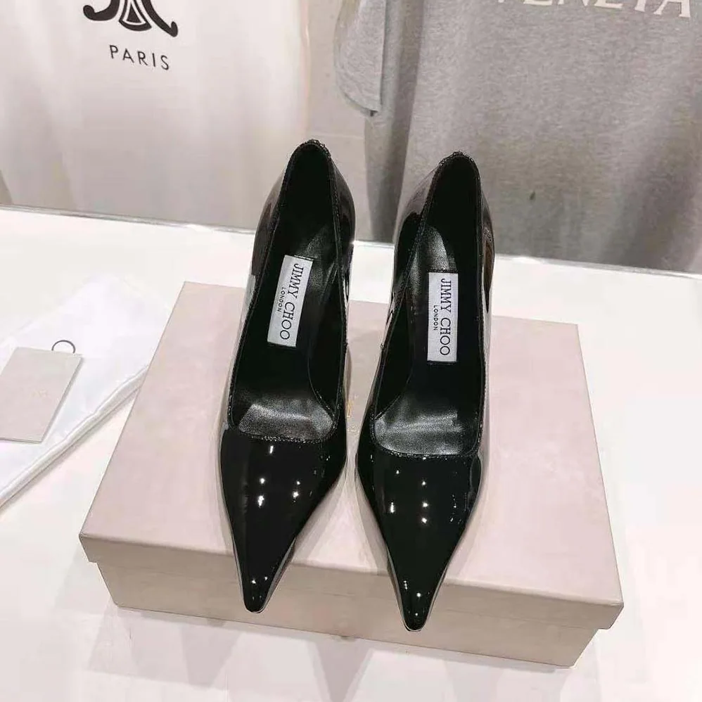 Jimmy Choo Ixia 95 Black Patent Leather Pumps-IXIA95PAT for Women