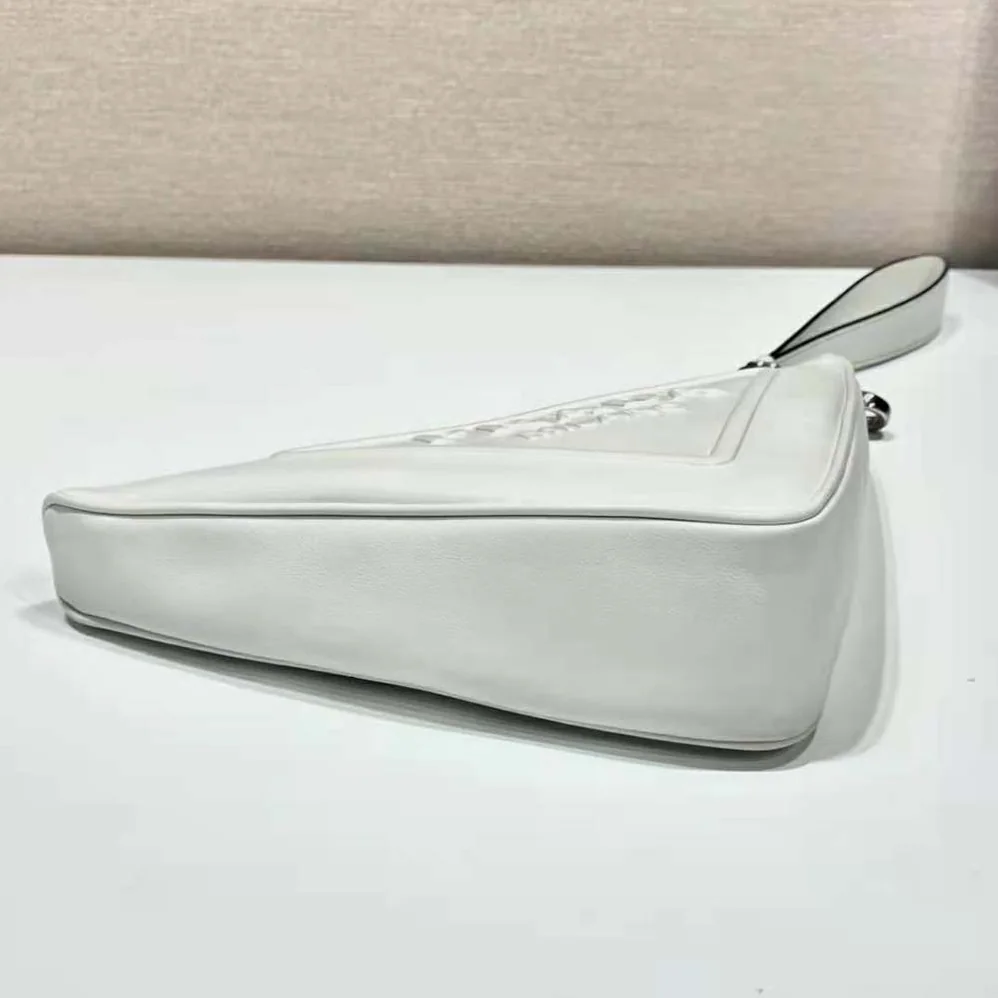 Prada Leather Triangle Leather Pouch for Women in White Prada Leather Triangle Leather Pouch for Women in White