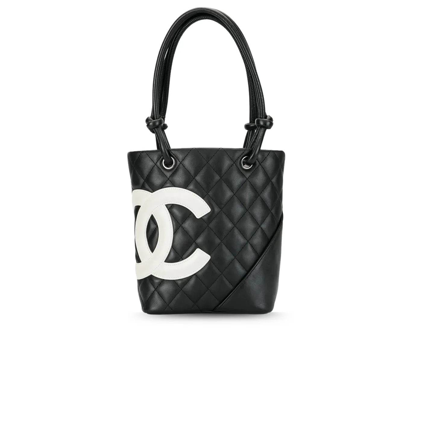 Chanel Cambon Ligne Small Bucket Bag in Black/ White Silver Hardware