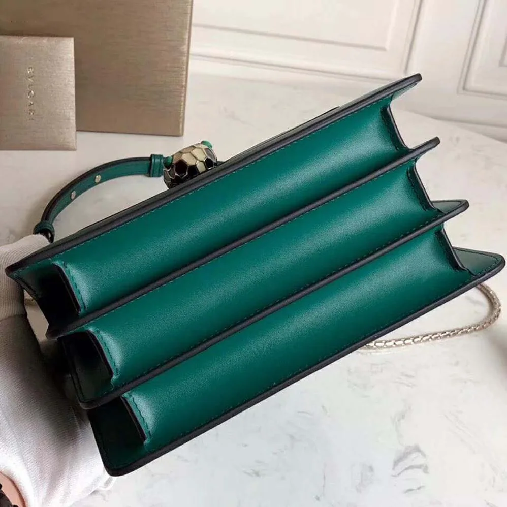 Bvlgari Serpenti Forever Flap Cover in Emerald Green Calf Leather for Women