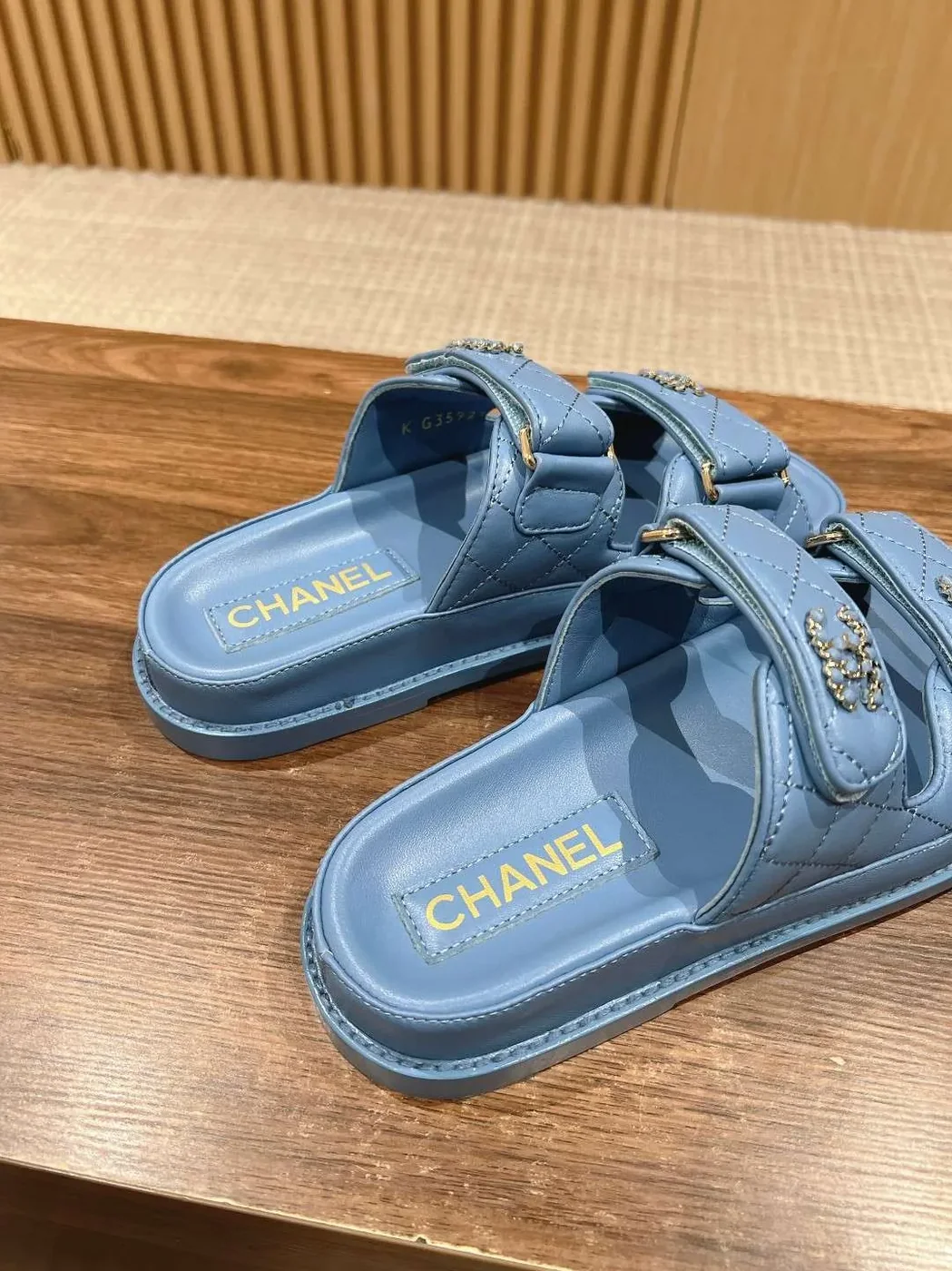 Chanel Sandals With Chanel Logo Blue Chanel Sandals With Chanel Logo Blue