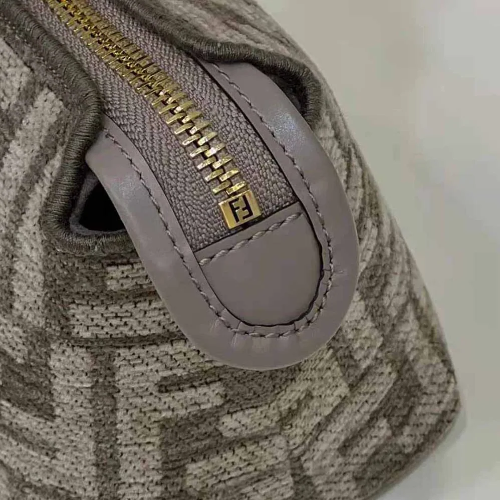 Fendi By The Way Mini Small Boston Bag in Dove Gray Tapestry Fabric for Women