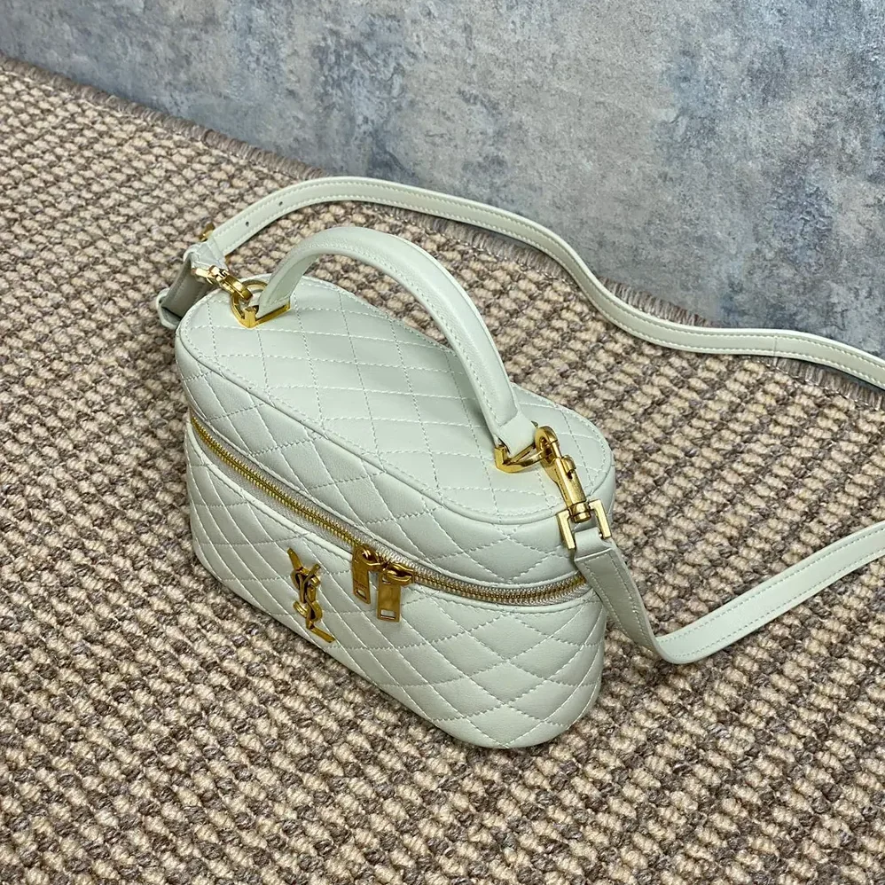 Saint Laurent YSL Gaby Vanity Bag In Lambskin for Women in White Saint Laurent YSL Gaby Vanity Bag In Lambskin for Women in White