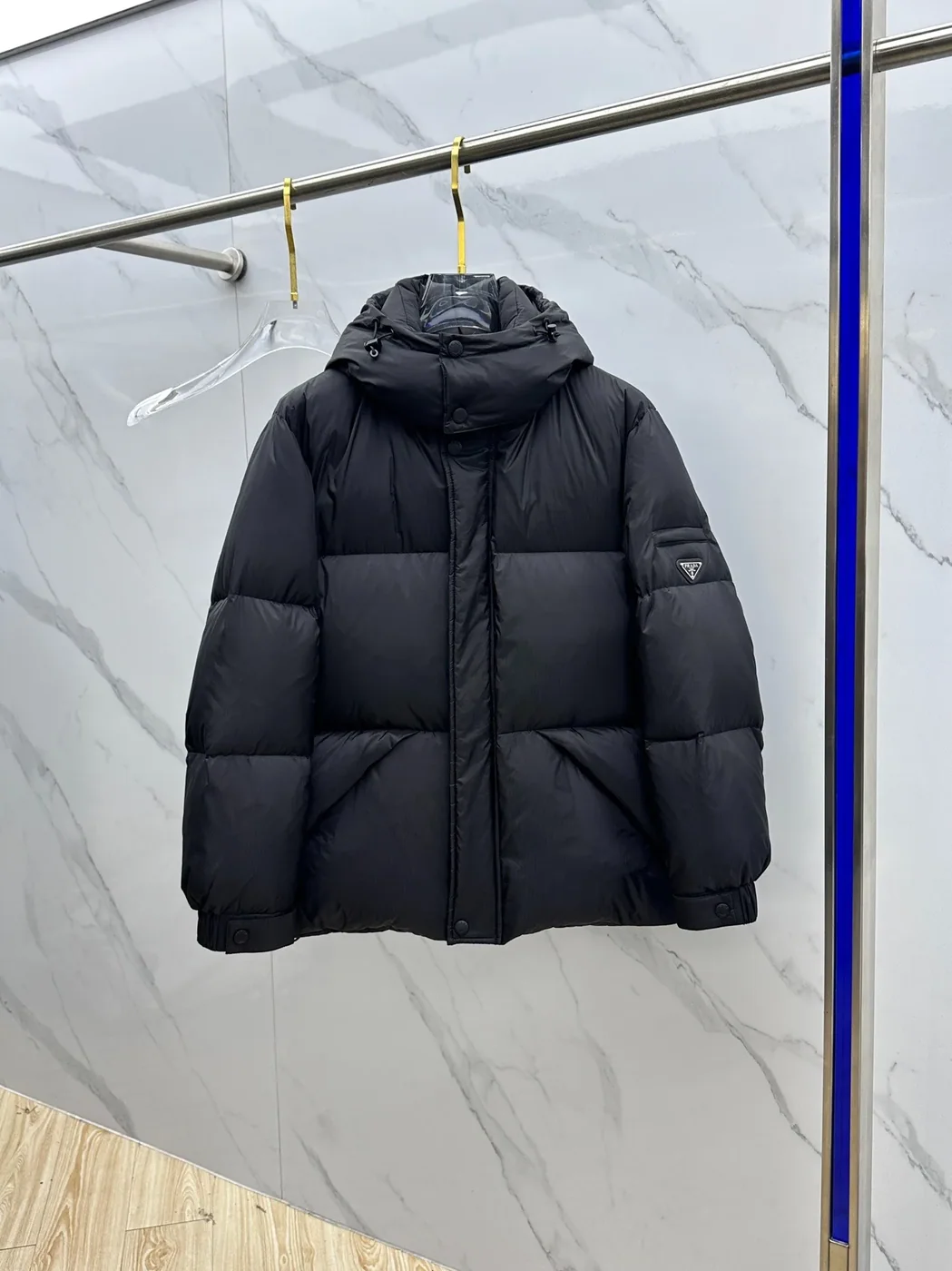 Prada ReNylon Hooded Down Puffer Jacket Black Prada ReNylon Hooded Down Puffer Jacket Black