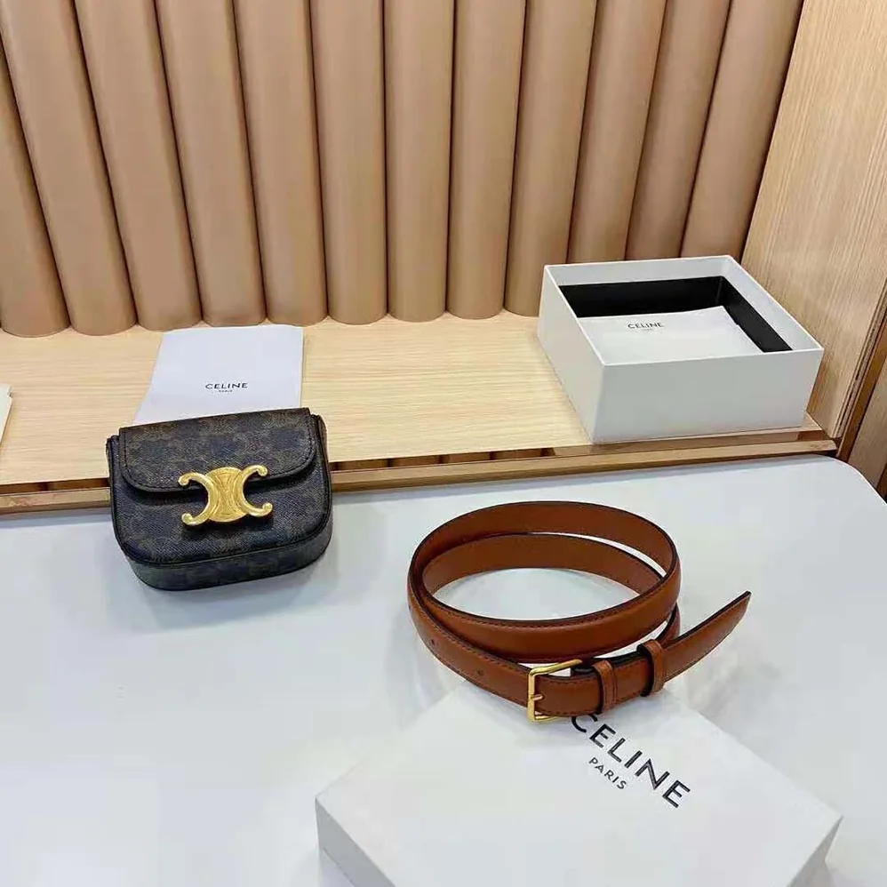Celine Belt Bag Triomphe Belt in Triomphe Canvas and Calfskin for Women Celine Belt Bag Triomphe Belt in Triomphe Canvas and Calfskin for Women