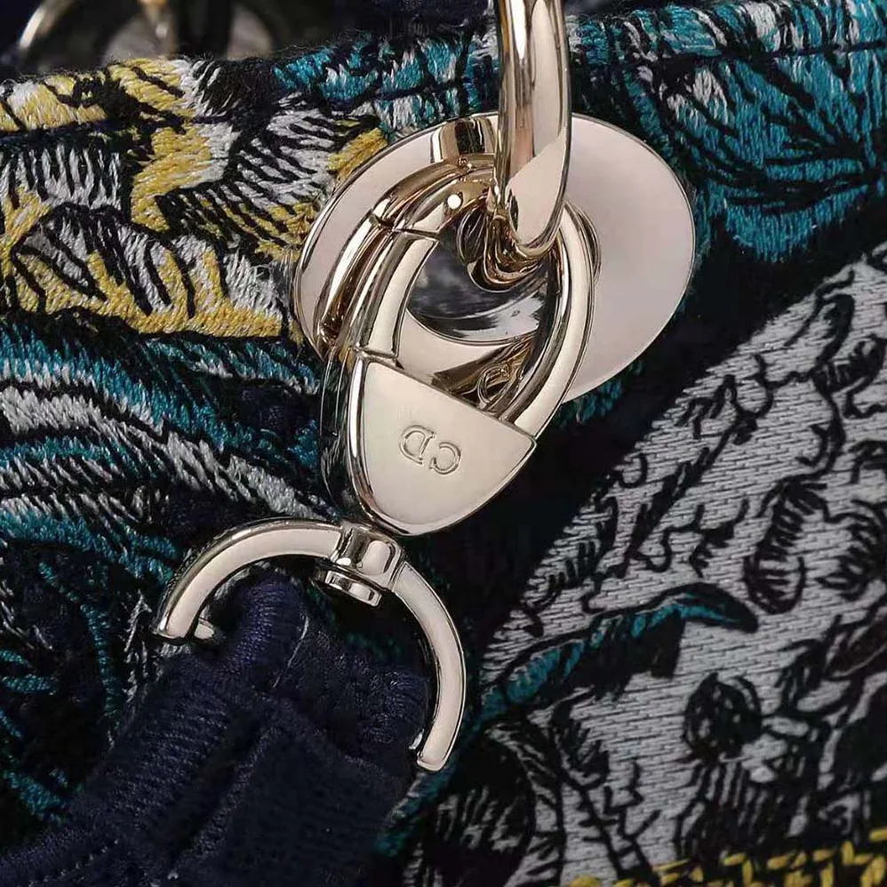 Dior Medium Lady D-lite Bag Latte Multicolor Dior Constellation Embroidery for Women in Blue