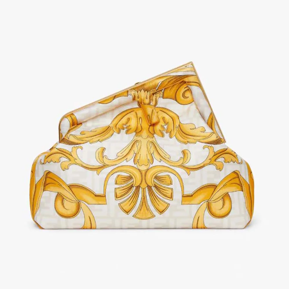 Fendi First Medium Fendace White Printed Silk Bag for Women