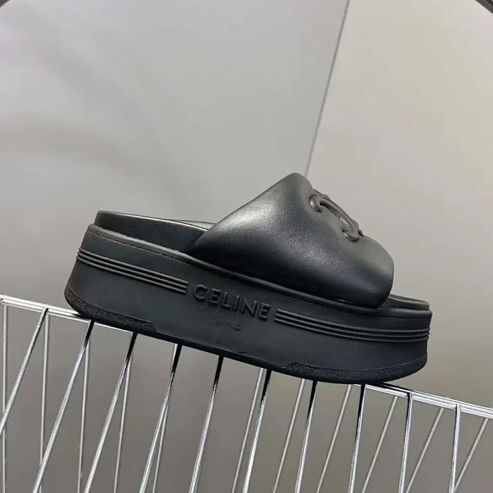 Celine Block Slide with Triomphe in Lambskin for Women in Black