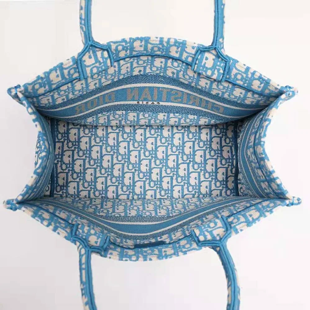 Dior Small Dior Book Tote Cornflower Blue Dior Oblique Embroidery for Women Dior Small Dior Book Tote Cornflower Blue Dior Oblique Embroidery for Women