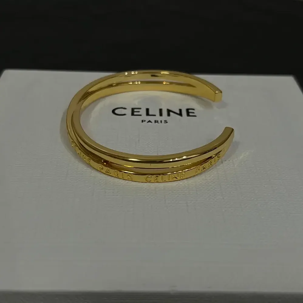 Celine Paris Double Thin Cuff in Brass with Gold Finish for Women in Gold