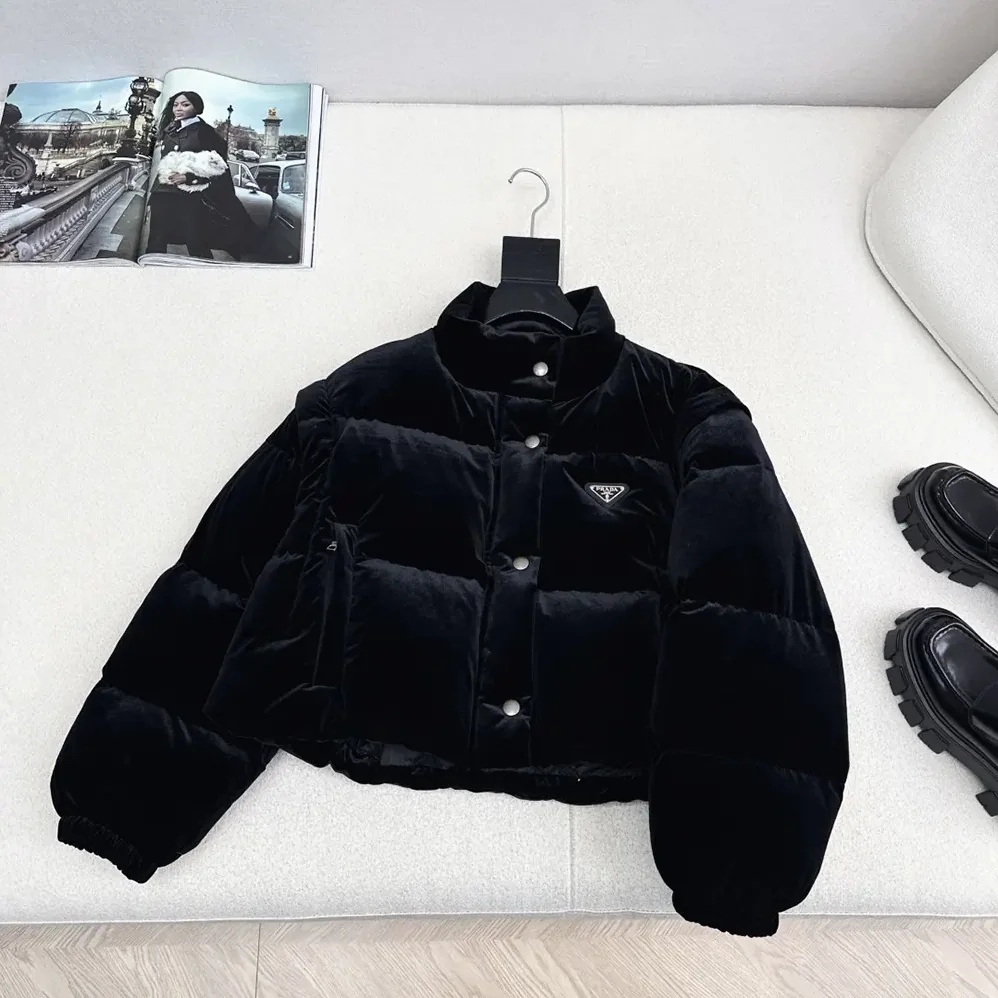 Prada Velvet Down Jacket for Women in Black