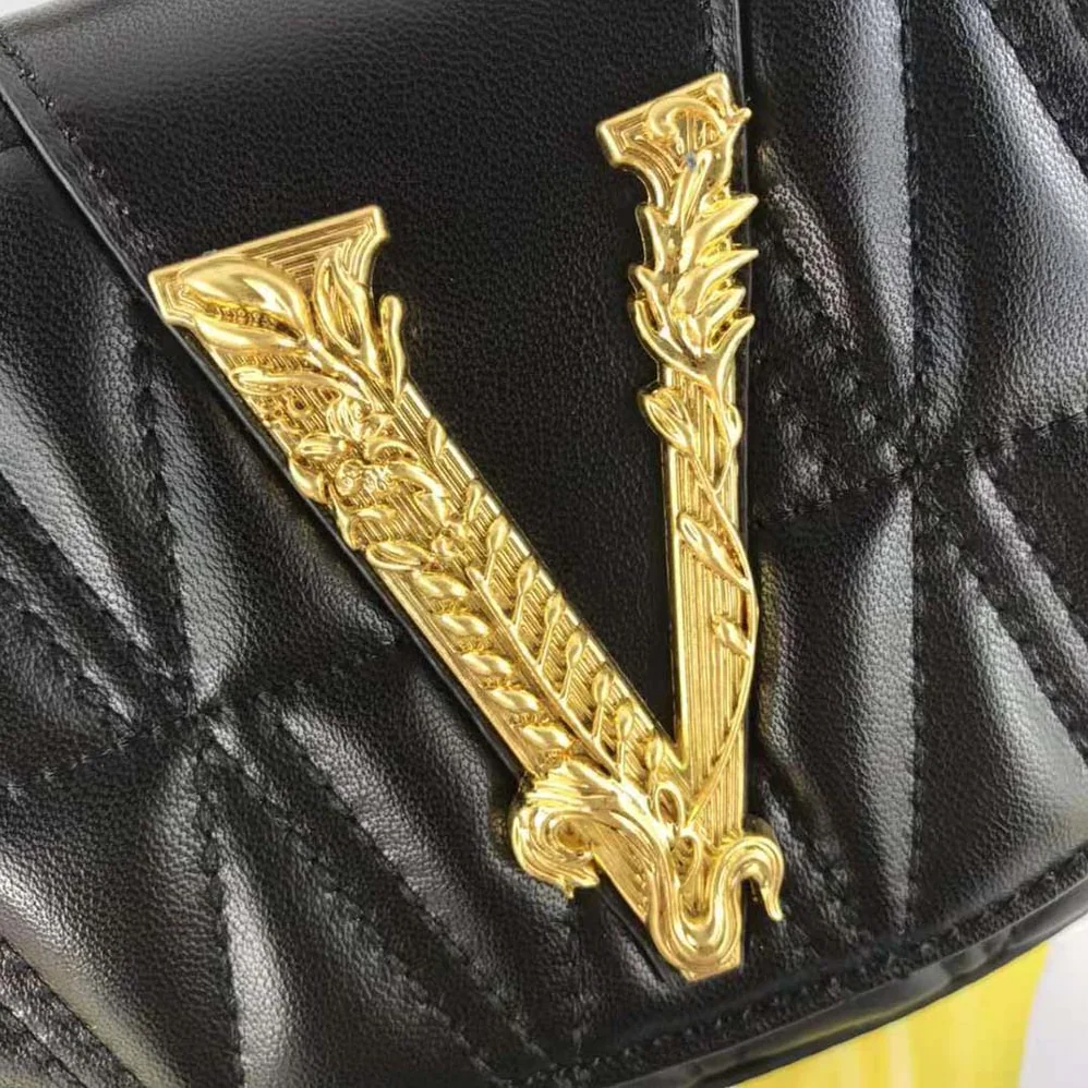 Versace Virtus Quilted Belt Bag in Calfskin Leather for Women in Black Versace Virtus Quilted Belt Bag in Calfskin Leather for Women in Black