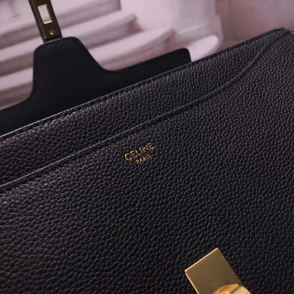 Celine Medium16 Bag in Grained Calfskin for Women in Black