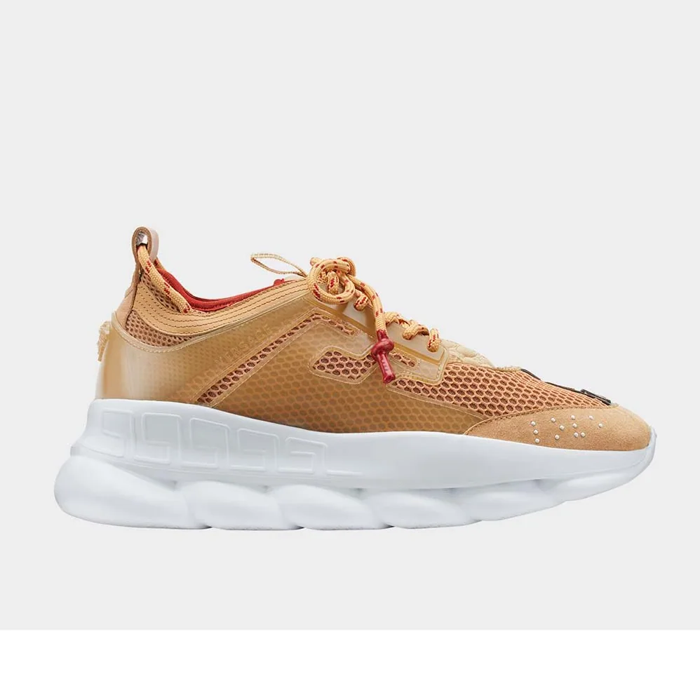 Versace Chain Reaction Sneakers for Men in Gold Versace Chain Reaction Sneakers for Men in Gold