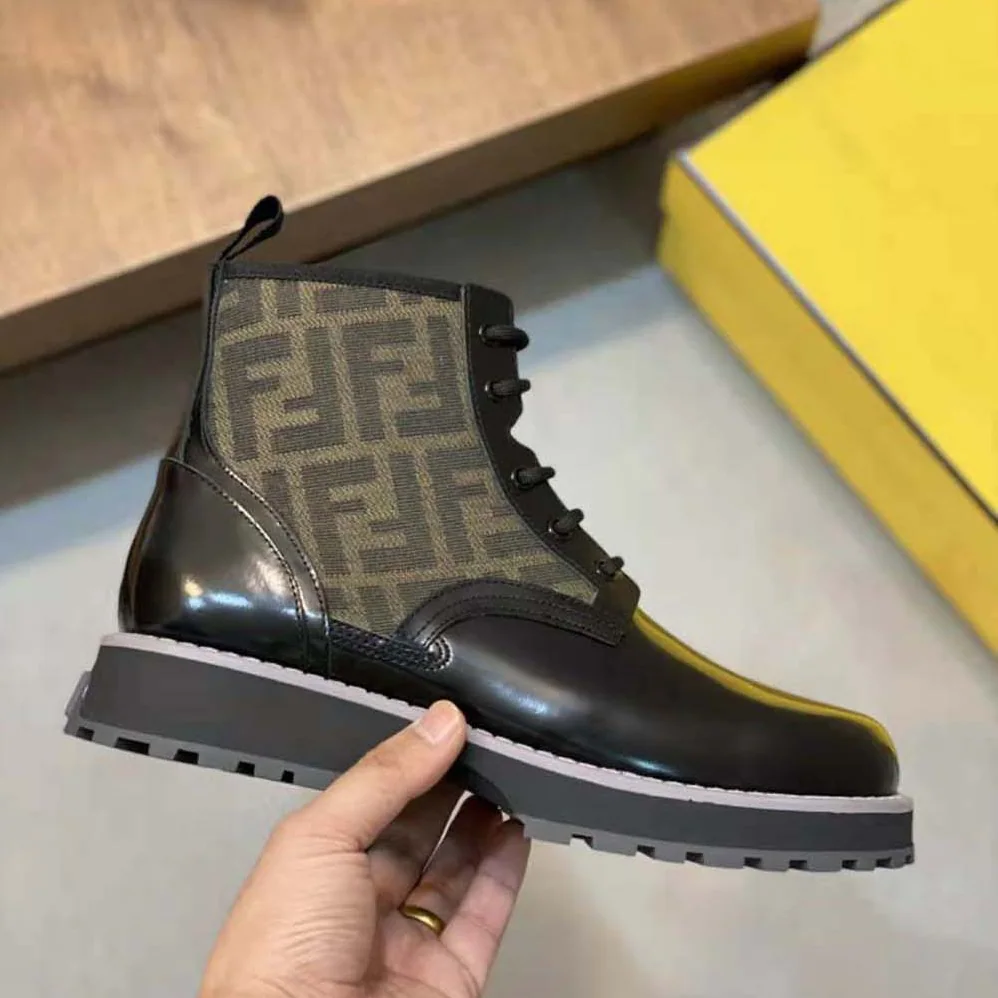 Fendi Biker Boots Black Leather Biker for Men