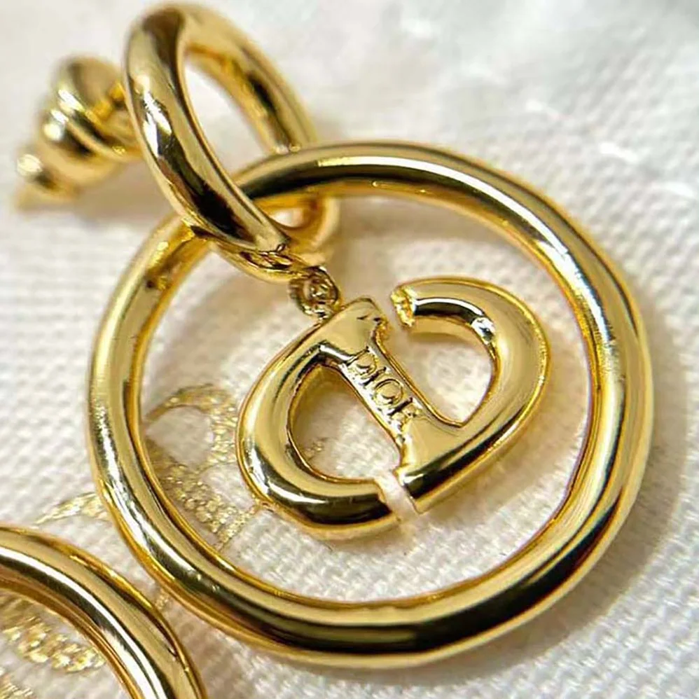 Dior CD Navy Earrings Gold for Women in Finish Metal Dior CD Navy Earrings Gold for Women in Finish Metal