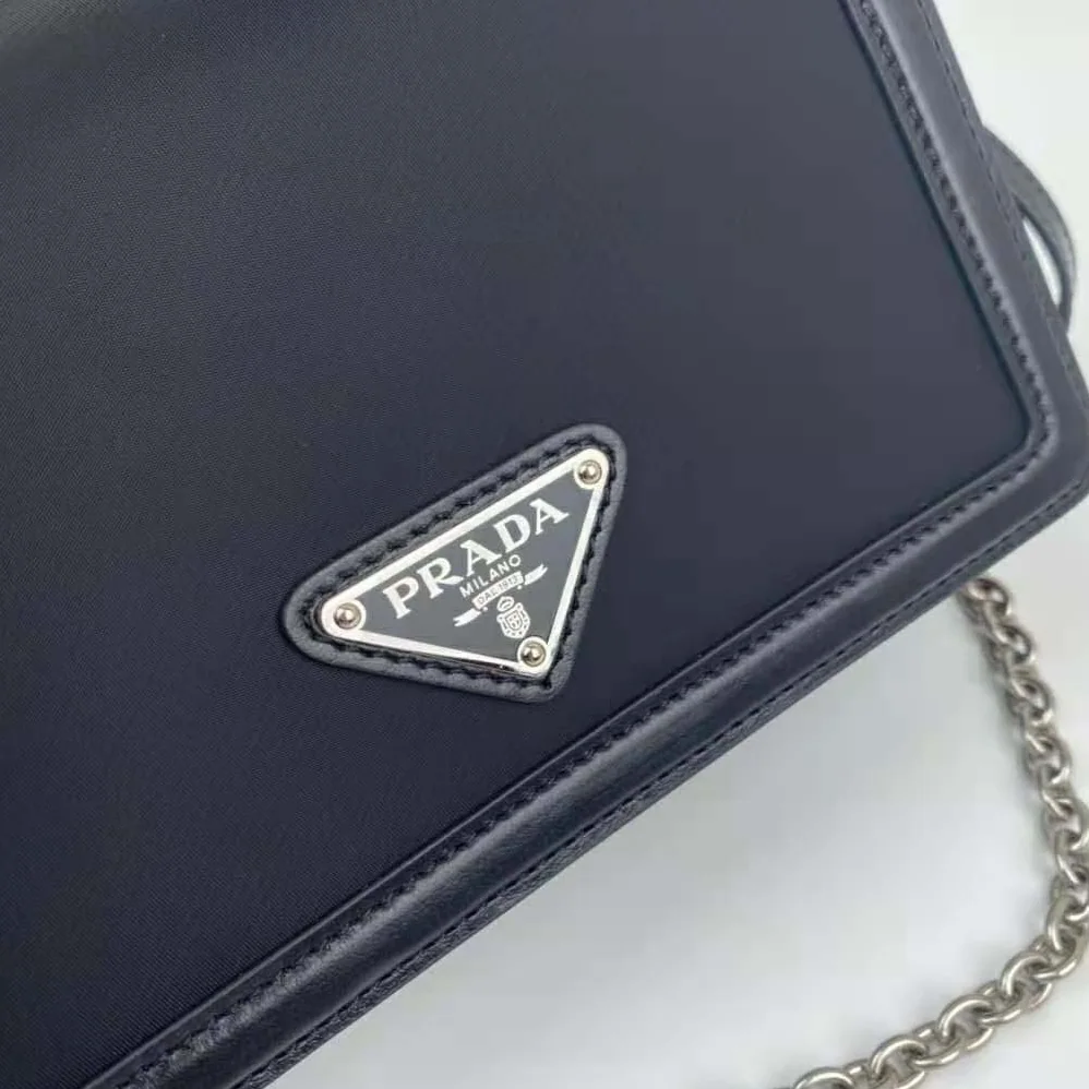 Prada Nylon and Leather Mini-Bag for Women in Black Prada Nylon and Leather Mini-Bag for Women in Black