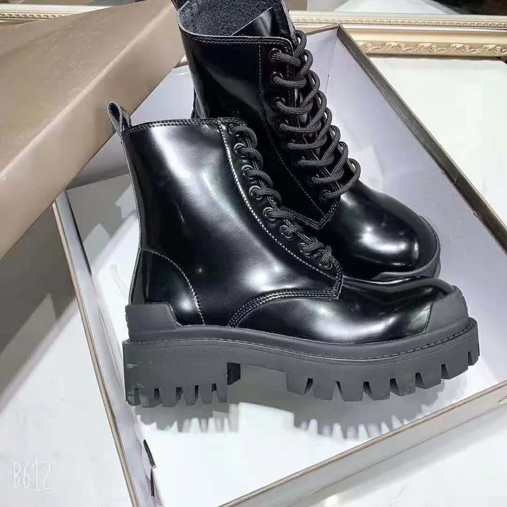 Balenciaga Strike Lace-Up Boot in Black Mat Calfskin for Women Balenciaga Strike Lace-Up Boot in Black Mat Calfskin for Women