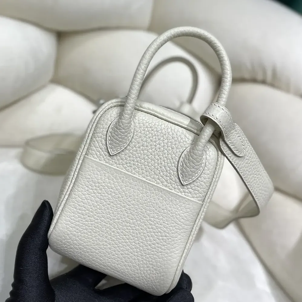 Hermes Lindy Mini 19 in Clemence Leather for Women in White/Silver