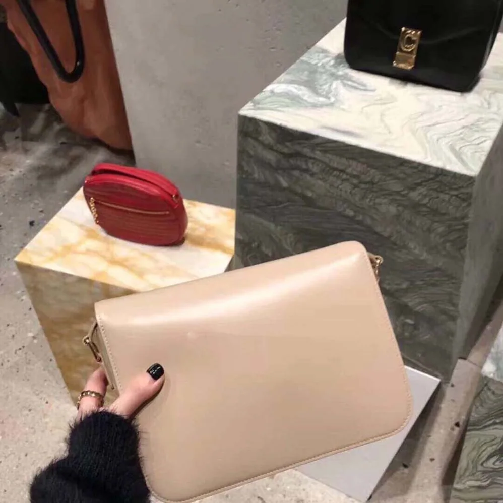 Celine Teen Triomphe Bag in Shiny Calfskin for Women in Sandy