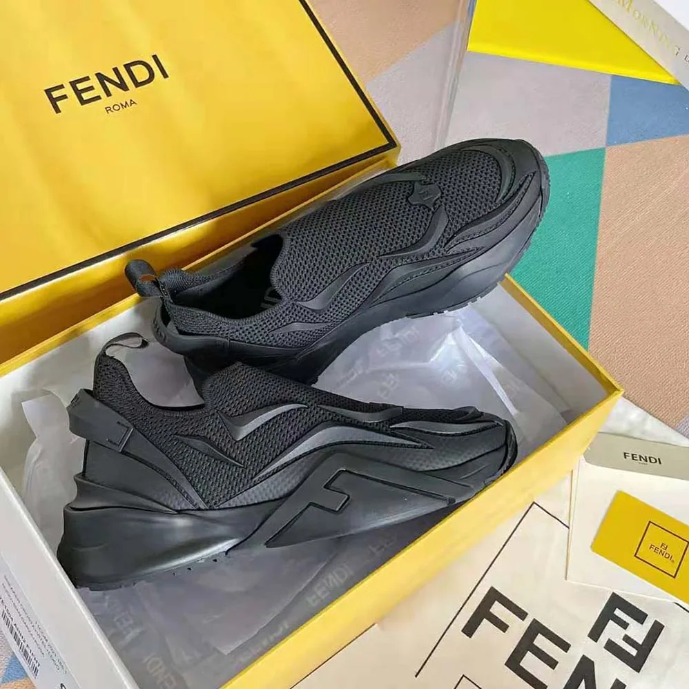 Fendi Flow Black Mesh Running Sneakers for Unisex Fendi Flow Black Mesh Running Sneakers for Unisex