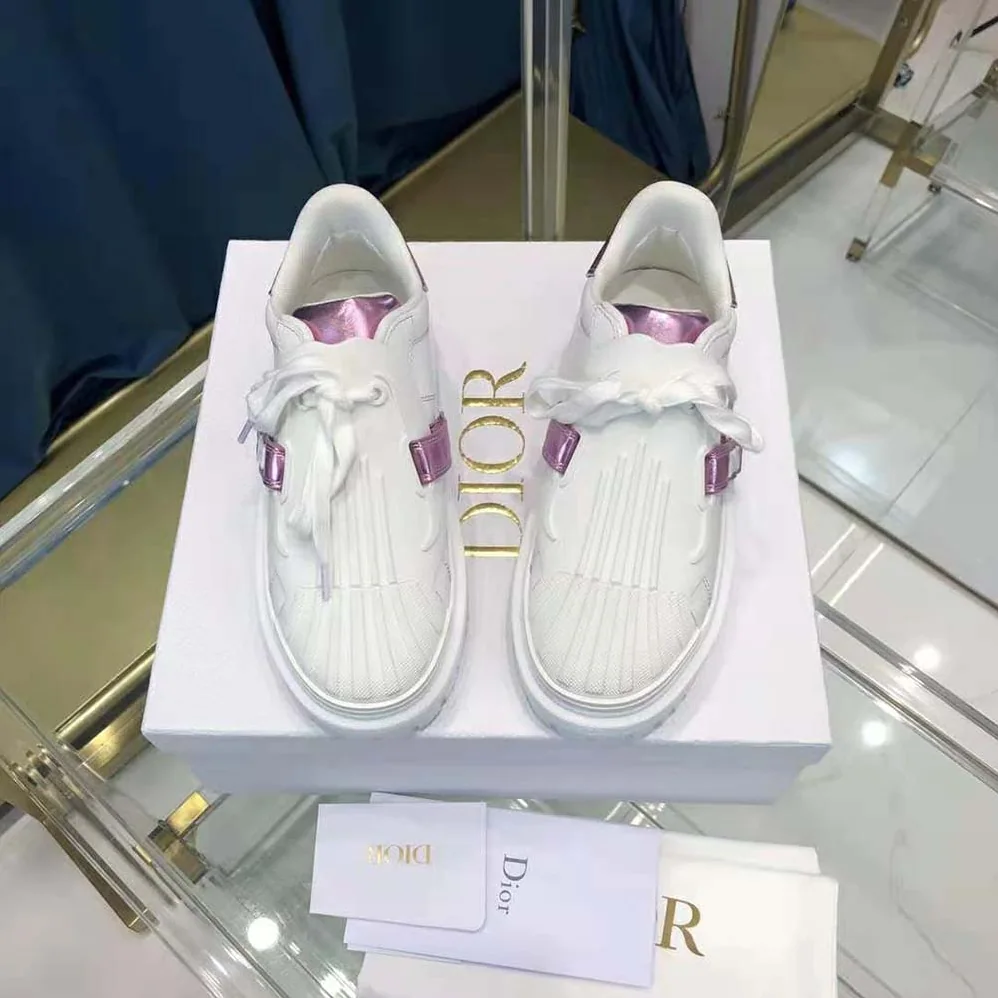 Dior Dior-id Sneaker White and Metallic Pink Calfskin for Women Dior Dior-id Sneaker White and Metallic Pink Calfskin for Women