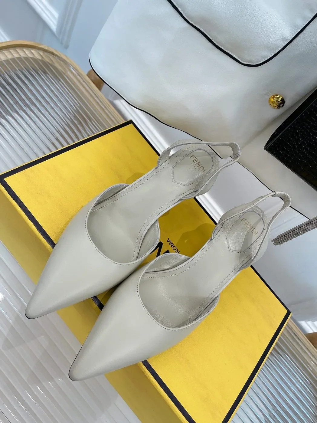 Fendi First Grey High in Heeled Slingbacks Fendi First Grey High in Heeled Slingbacks