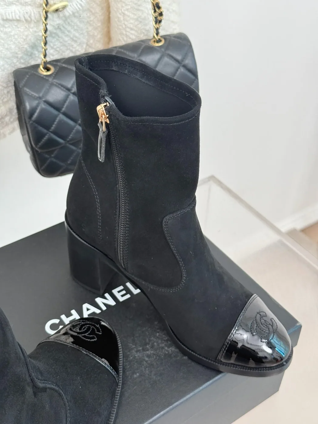 Chanel Ankle Chunky Heel Boots Black / Chanel Ankle Chunky Heel Boots Black /