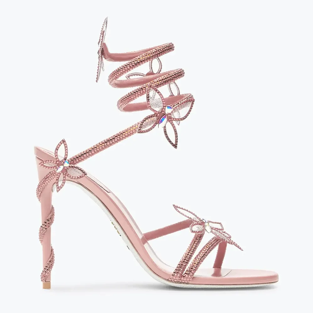 Rene Caovilla Margot Pink Powder Butterfly Sandal 105 for Women Rene Caovilla Margot Pink Powder Butterfly Sandal 105 for Women