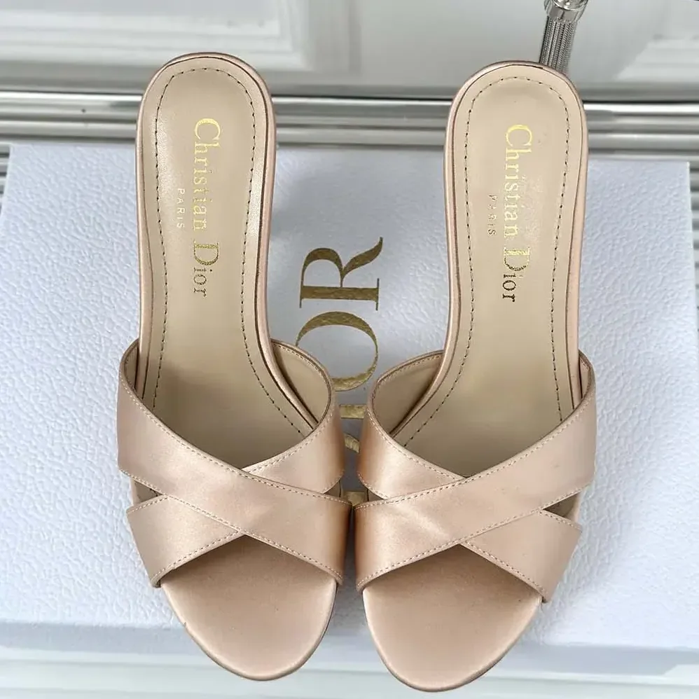 Dior Dior Tribales Heeled Slide Nude Satin for Women