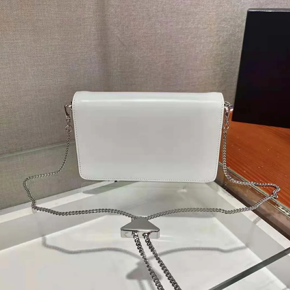 Prada Brushed Leather Shoulder Bag for Women in White
