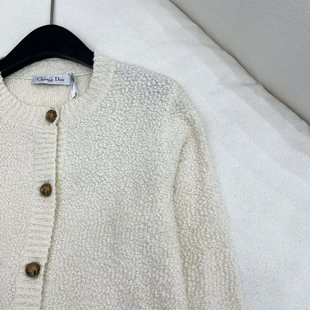 Dior Twinset Ecru Cotton and Wool for Women in Blend Knit